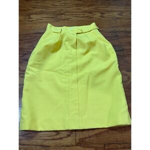 Vintage Mondi West Germany Yellow Wool Blend High Waisted Pencil Skirt Size 2